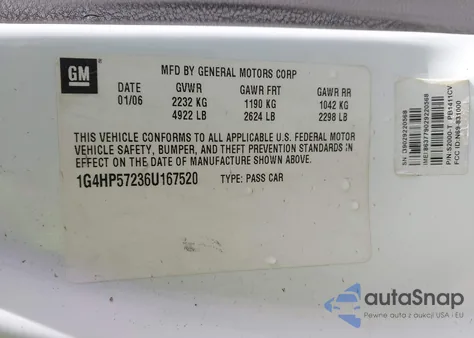 2006 Buick Lucerne Cx from USA, damaged, VIN 1G4HP57236U167520